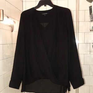 Black sheer layered top size L
